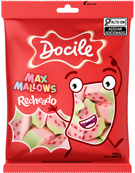 MAXMALLOWS RECHE MORANGO 220G DOCILE 8993