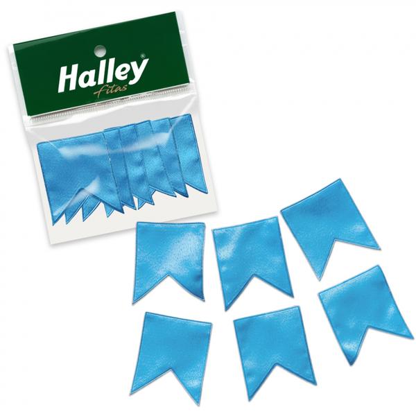 MINI BANDEIRINHA DE CETIM 4CMX4,5CM 6UN AZUL CLARO HALLEY