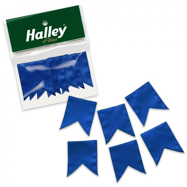 MINI BANDEIRINHA DE CETIM 4CMX4,5CM 6UN AZUL ESCURO HALLEY