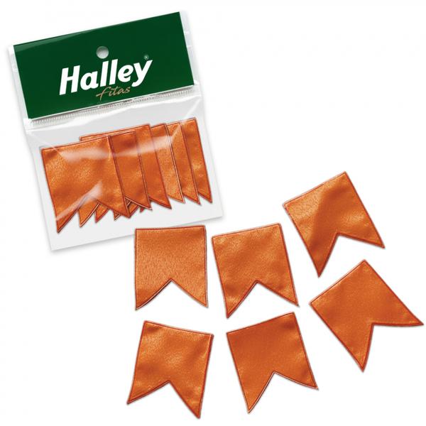 MINI BANDEIRINHA DE CETIM 4CMX4,5CM 6UN LARANJA HALLEY