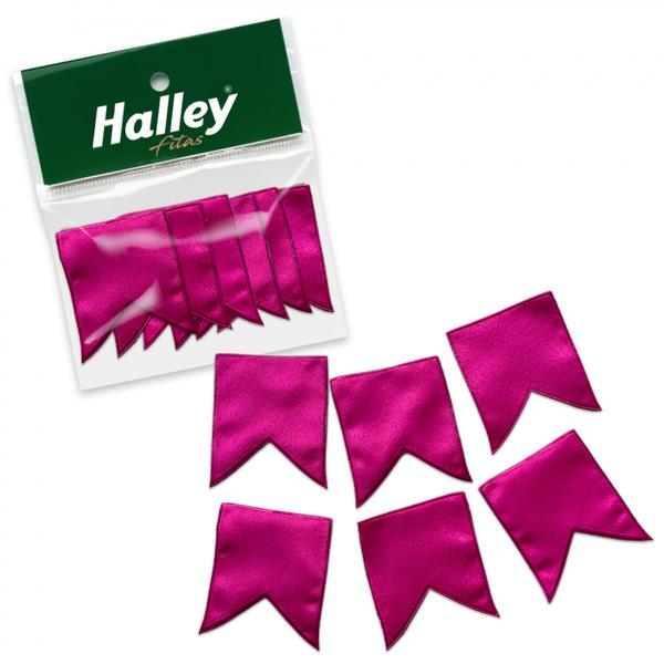 MINI BANDEIRINHA DE CETIM 4CMX4,5CM 6UN PINK HALLEY