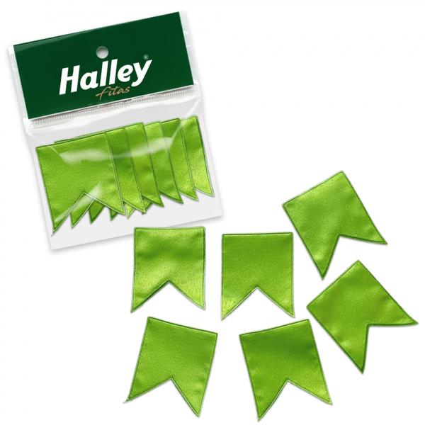 MINI BANDEIRINHA DE CETIM 4CMX4,5CM 6UN VERDE ESCURO HALLEY