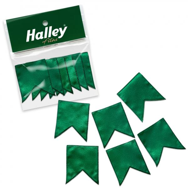 MINI BANDEIRINHA DE CETIM 4CMX4,5CM 6UN VERDE CLARO HALLEY