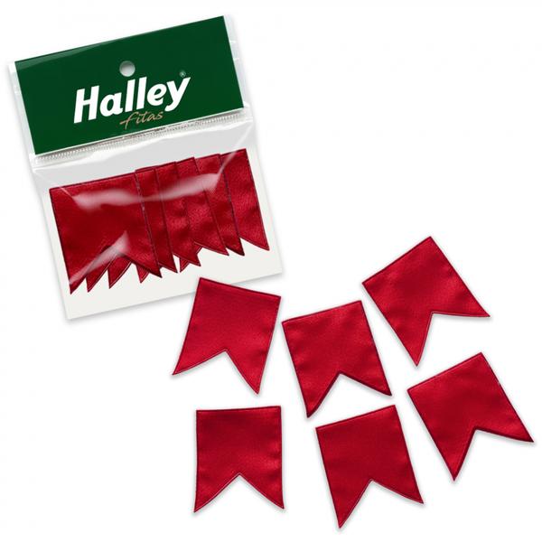 MINI BANDEIRINHA DE CETIM 4CMX4,5CM 6UN VERMELHO HALLEY