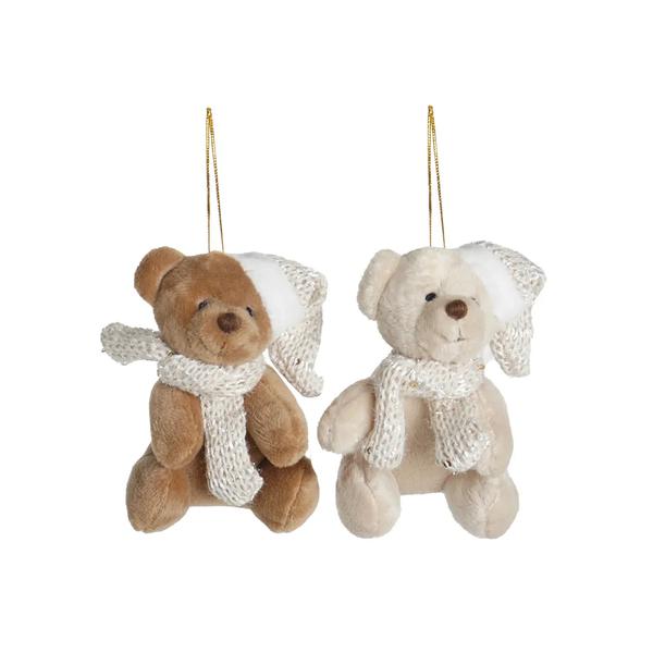 MINI BOX URSO CACHECOL COM GORRO BEG/MARR 10CM UN CROMUS