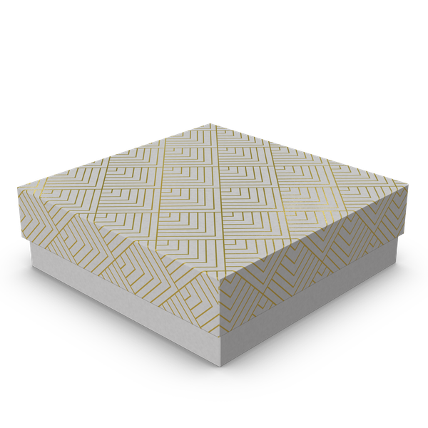 MINI CAIXA QUADRADA G BRANCO COM OURO UN IDEIA