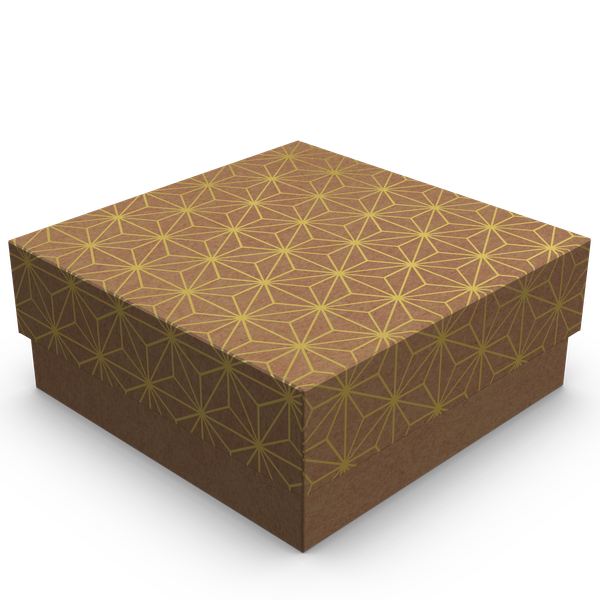 MINI CAIXA QUADRADA M KRAFT COM OURO UN IDEIA