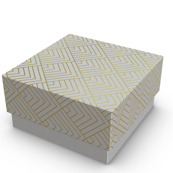 MINI CAIXA QUADRADA P BRANCO COM OURO UN IDEIA