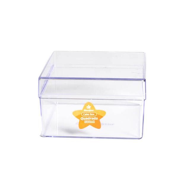 MINI CAKE BOX QUADRADA COM TAMPA 500ML UN BLUE STAR