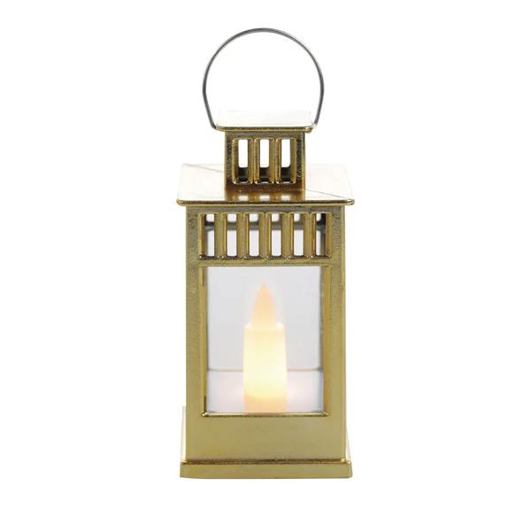 MINI LANTERNA C/LED OURO/BRANCO 9,50CM UN CROMUS