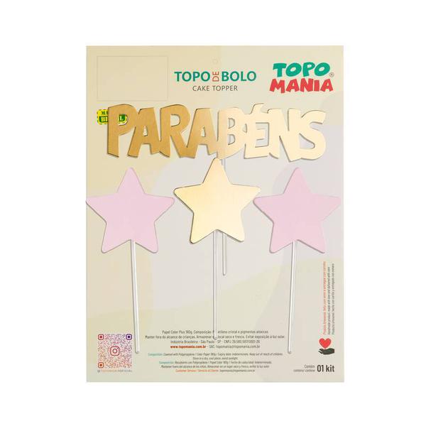 MINI TOPO ESTRELA ROSA E OURO UN TOPO MANIA