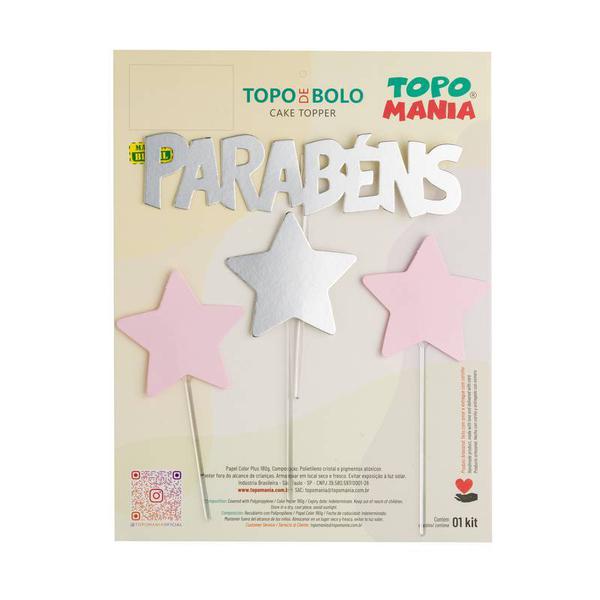 MINI TOPO ESTRELA ROSA E PRATA UN TOPO MANIA