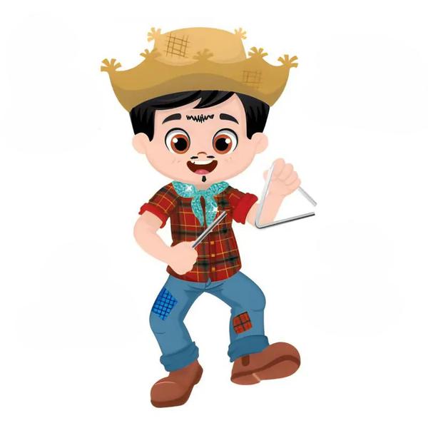 PAINEL JUNINO MENINO CAIPIRA COM TRIANGULO UN PIFFER