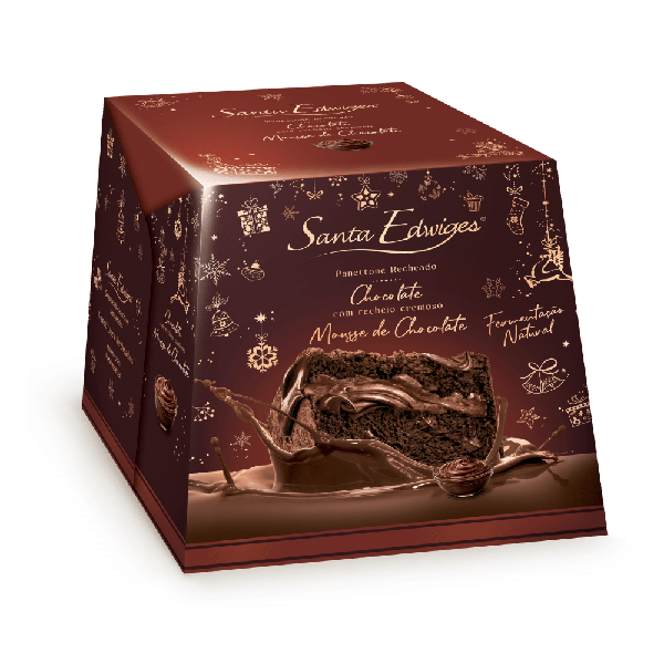PANETTONE CHOCOLATE C/ RECHEIO MOUSSE CHOCOLATE 500G PREMIUM SANTA EDWIGES