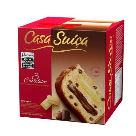 PANETTONE RECHEADO 450G 3 CHOCOLATES CASA SUICA