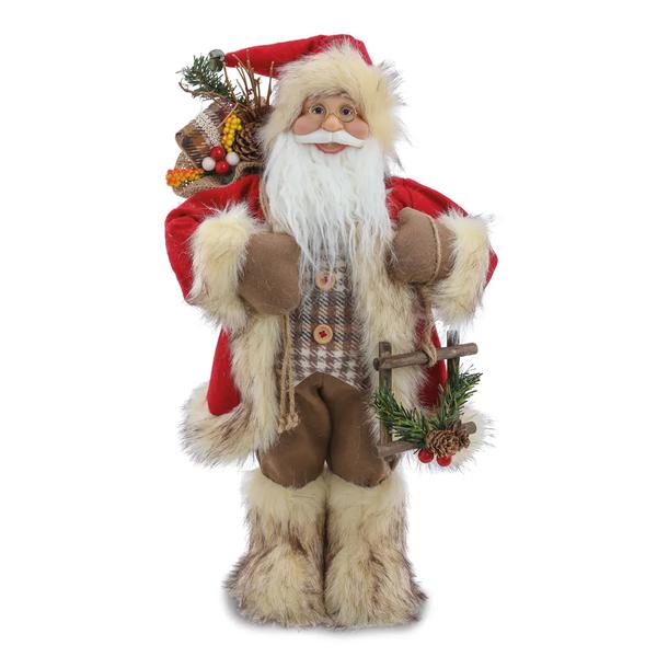 PAPAI NOEL COM SACO PRESENTE VRM/MRR/BCO 45CM UN CROMUS