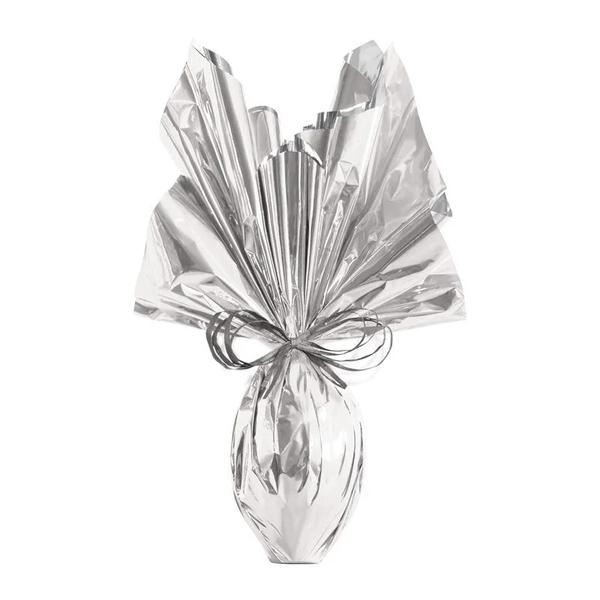 PAPEL POLI PASCOA METALIZADO 69X89 25UN LISO PRATA EMBALE