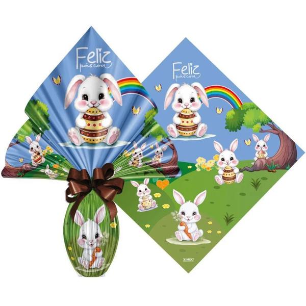 PASCOA PRATIC 34X34CM BOSQUE DO COELHO AZUL 25UN XINGO