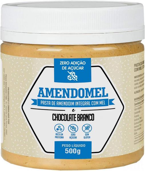 PASTA AMENDOIM COM MEL E CHOCOLATE BRANCO AMENDOMEL 500G THIANI