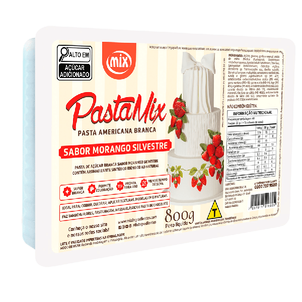 PASTA AMERICANA BRANCA SABOR MORANGO SILVESTRE 800G MIX