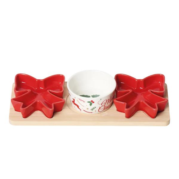 PETISQUEIRA C/LACO E BOWL NAT/VRM/BCO 285X47CM C/4 PC CROMUS