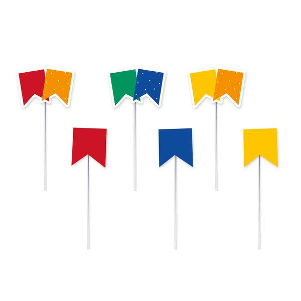 PICK DECORATIVO BANDEIRINHAS FESTA JUNINA ARRAIA C/12 UN CROMUS
