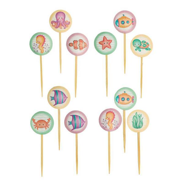 PICK DECORATIVO FUNDO DO MAR BABY COLLECTION 12UN TOPO MANIA