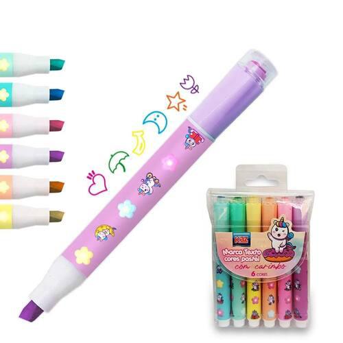 PINCEL MARCA TEXTO 6 CORES COM CARIMBO KZ6015 UN KAZ