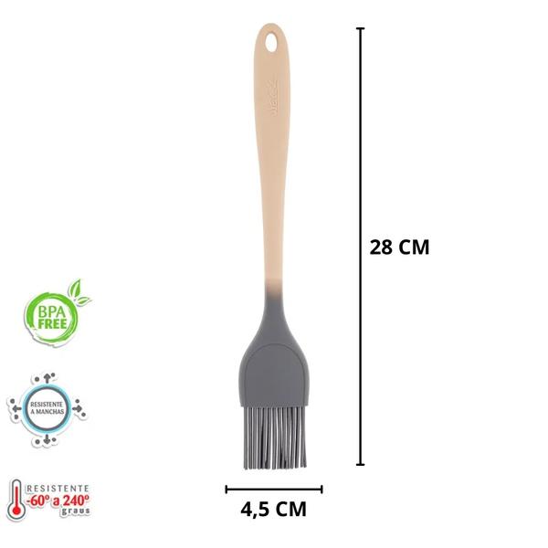 PINCEL SILICONE 28CM CINZA/CREME UN WECK