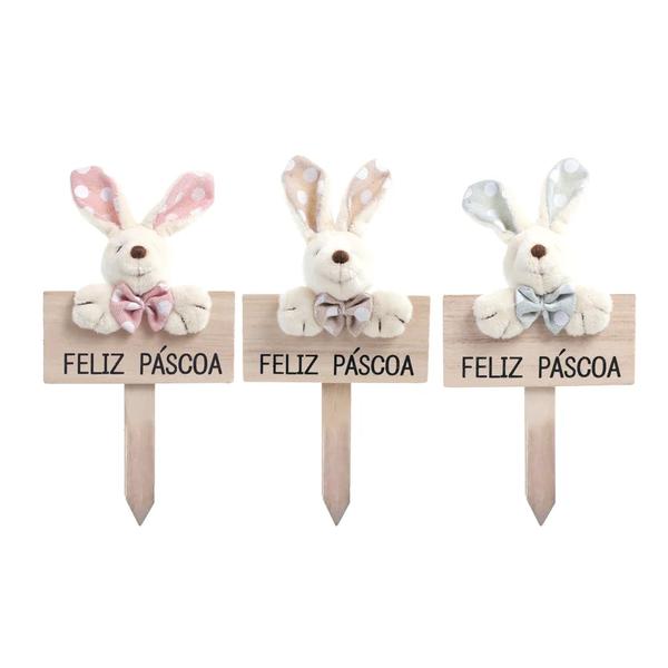 PLACA FELIZ PASCOA COELHO POA SORT VRD/RSA/AZL UN CROMUS