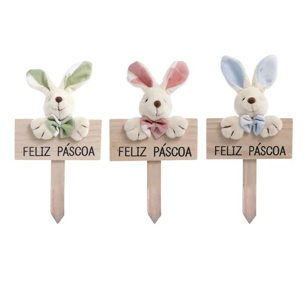 PLACA FELIZ PASCOA COELHO XADREZ SORT VRD/RSA/AZL UN CROMUS