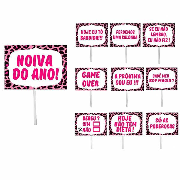 PLAQUINHA C/HASTE PEQ B DESPEDIDA SOLTEIRO 10UN FESTA CHIC