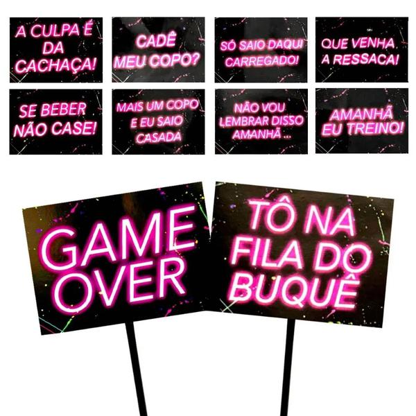 PLAQUINHA C/HASTE PEQ J CASAMENTO 10UN FESTA CHIC