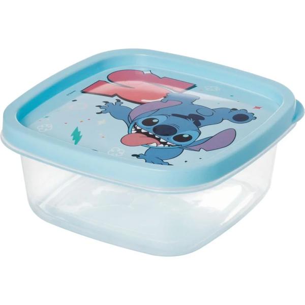 POTE QUADRADO 580ML STITCH AZUL UN PLASUTIL