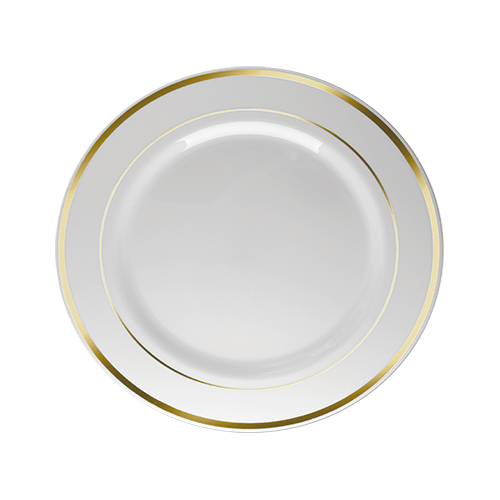 PRATO BORDA DOURADA TRANSPARENTE REFEICAO 06UN SILVER