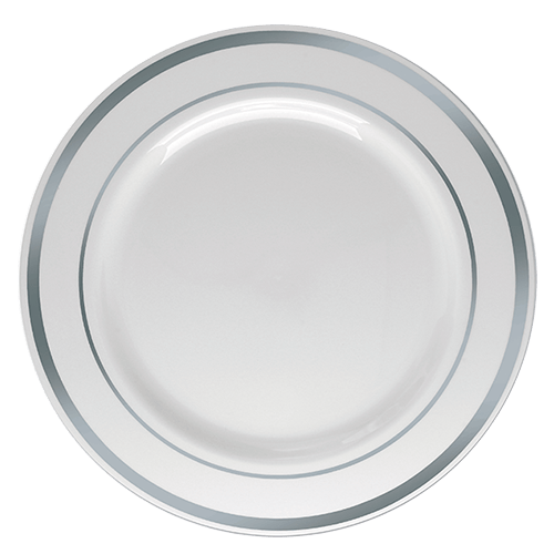 PRATO BORDA PRATA TRANSPARENTE REFEICAO 06UN SILVER