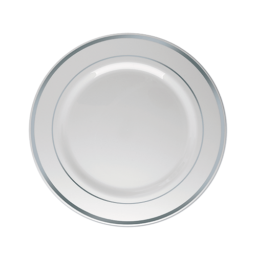 PRATO BORDA PRATA TRANSPARENTE SOBREMESA  06UN SILVER