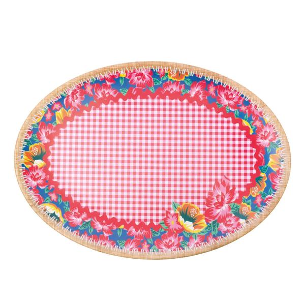 PRATO MELAMINA OVAL XADREZ 35CM UN CROMUS