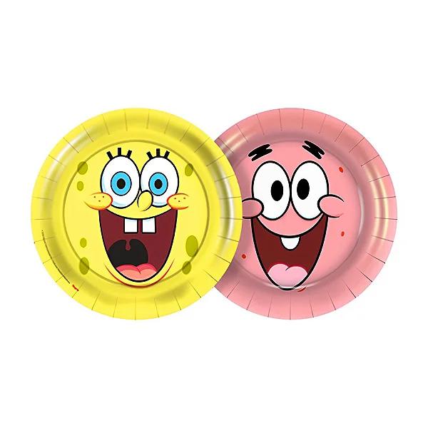 PRATO PAPEL 18CM REDONDO BOB ESPONJA 08UN REGINA