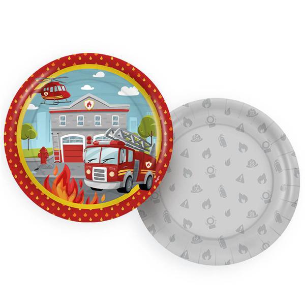 PRATO PAPEL 18CM REDONDO BOMBEIROS 08UN REGINA