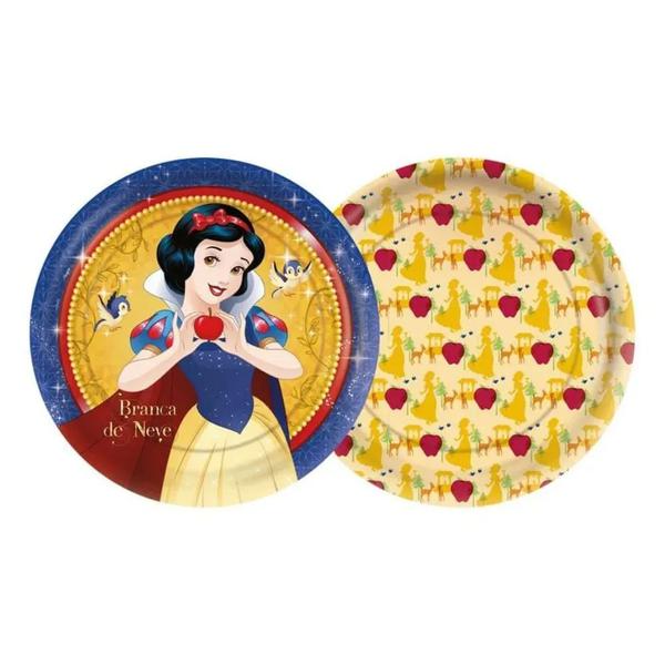 PRATO PAPEL 18CM REDONDO BRANCA DE NEVE 08UN REGINA