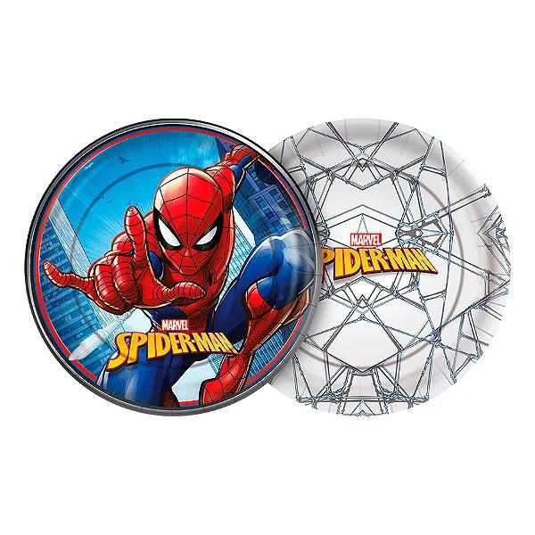 PRATO PAPEL 18CM REDONDO HOMEM ARANHA 08UN REGINA