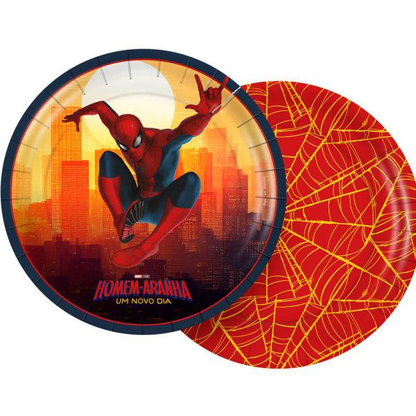PRATO PAPEL 18CM REDONDO HOMEM ARANHA UM NOVO DIA 08UN REGINA