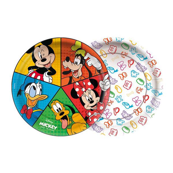 PRATO PAPEL 18CM REDONDO MICKEY E  AMIGOS 08UN REGINA