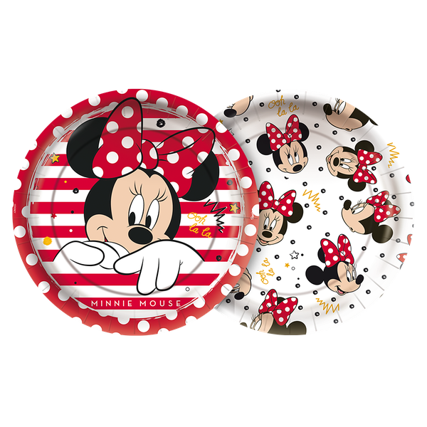 PRATO PAPEL 18CM REDONDO MINNIE VERMELHA 12UN REGINA