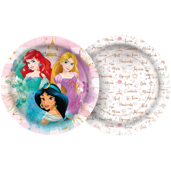 PRATO PAPEL 18CM REDONDO PRINCESAS DISNEY 08UN REGINA