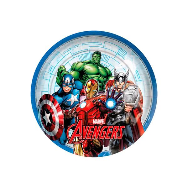 PRATO PAPEL 18CM REDONDO VINGADORES 12UN REGINA