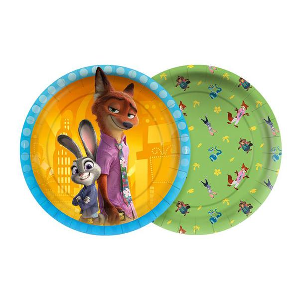 PRATO PAPEL 18CM REDONDO ZOOTOPIA 2 08UN REGINA