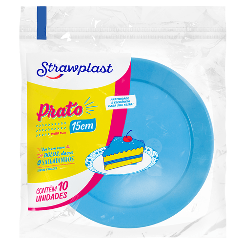PRATO REDONDO PR15 AZUL 10UN STRAWPLAST