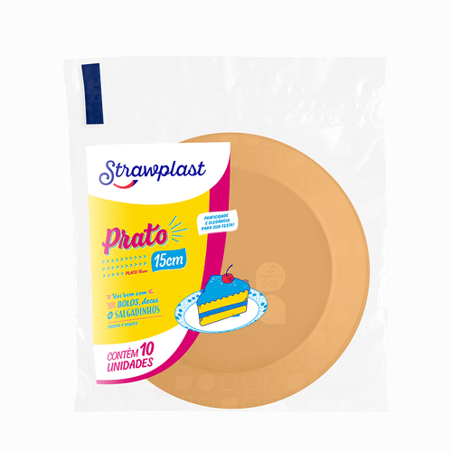 PRATO REDONDO PR15 LARANJA CANDY10UN STRAWPLAST